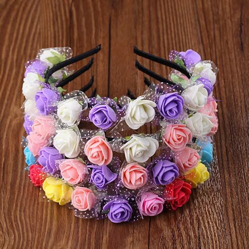 

New Colorful Foam Flower Headband Garland Women Lady Girls Floral Wreath Bridal Headwear Halloween Party Favor Gift Wedding