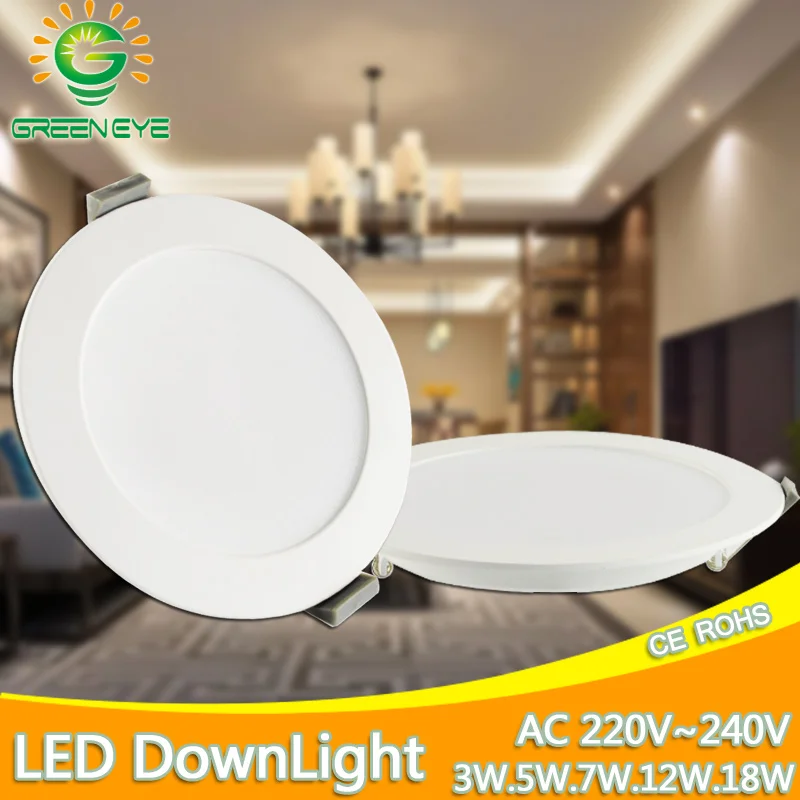 Ультра-тонкий светодиодный светильник 3 Вт 5 7 12 18 AC 220 В 240 2835SMD круглый панельный