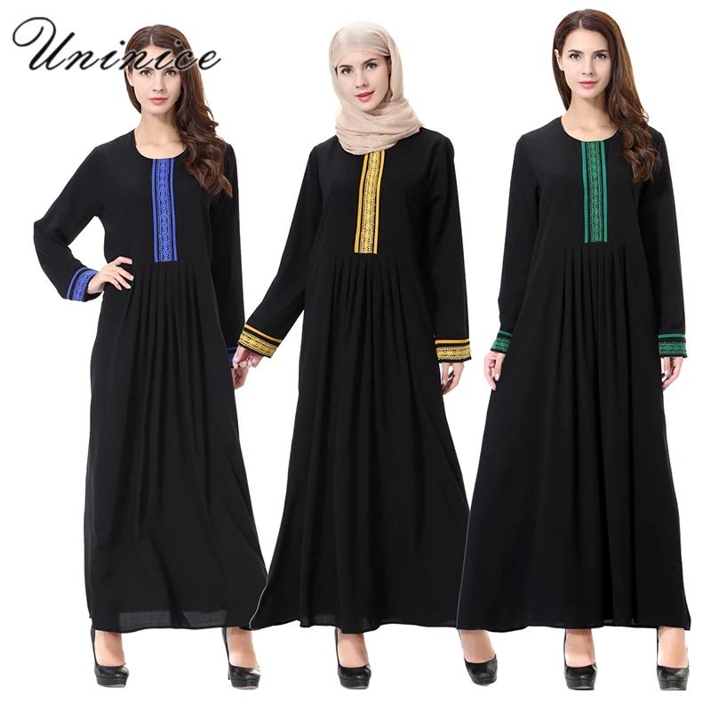 Мусульманское платье с вышивкой и длинным рукавом мусульманское