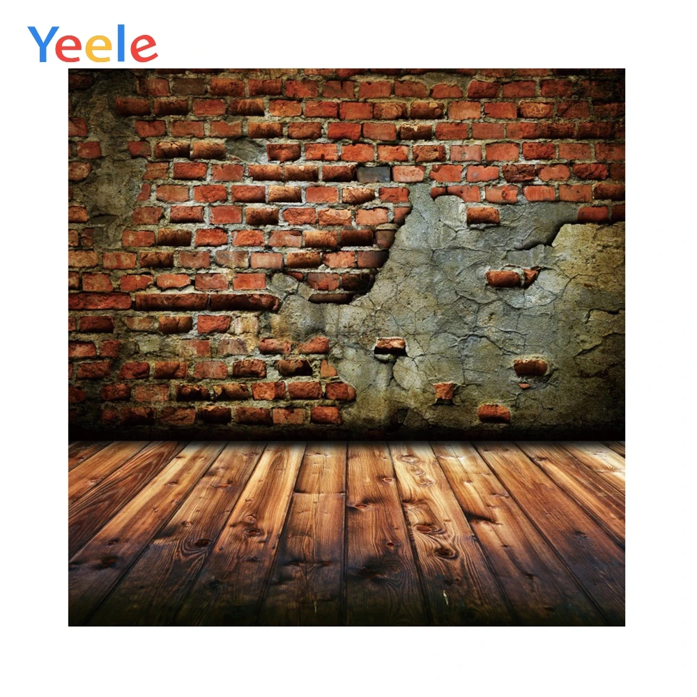Yeele Фотофон старый коричневый кирпичная стена деревянные доски Детские
