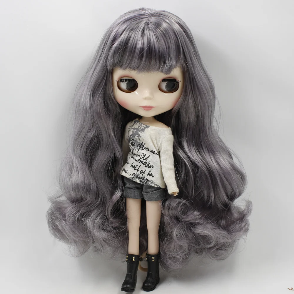 ICY Nude Blyth кукла серии № 9016/1049 смесь оттенков серого фиолетового цвета прическа с челкой белая кожа 1/6 шарнирная кукла нео