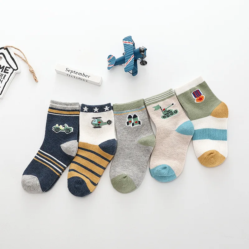 Носки для мальчиков и девочек хлопковые носки в полоску 5 пар/Лот весна осень
