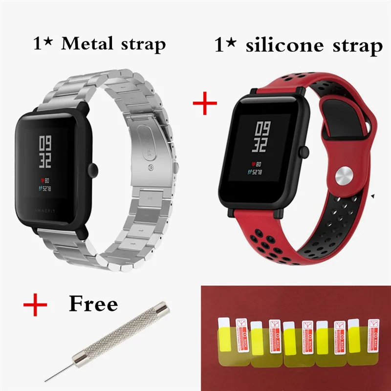 Silver 7 20 мм Металлический Стальной ремешок для Huami Amazfit Bip Lite samsung Galaxy watch Ременная Передача S2 S4 band Garmin Vivoactive 3 band - Цвет: Silver 7