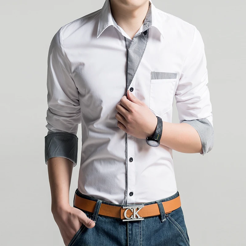 2018 Новый Для мужчин бренд Рубашки домашние муж. с длинными рукавами рубашка