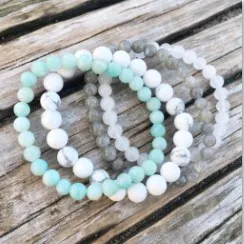 As pic show Howlite белый J-ade Лабрадорит и Амазонит браслет набор натуральный камень Бусины укладки браслеты набор из 4 браслет для мужчин - Окраска металла: As pic show