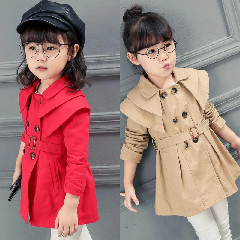 Осенний детский тренчкот с длинным рукавом и поясом XL213|girls trench|trench girltrench coat girls |