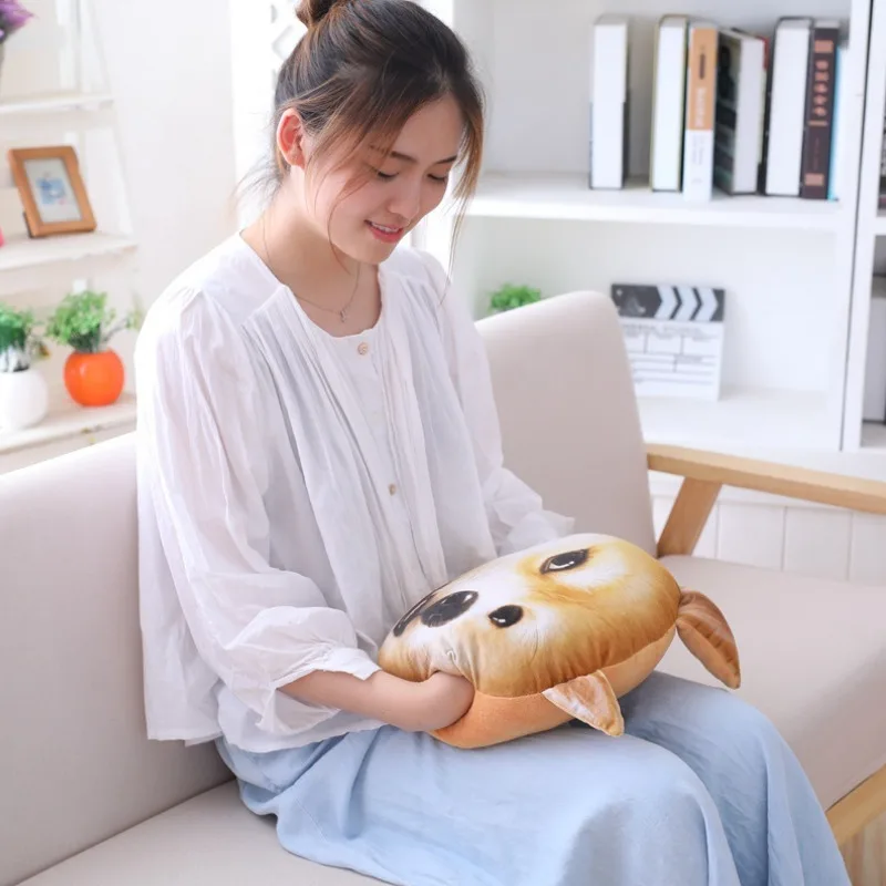 Мягкая плюшевая подушка с большими глазами медведем кошкой собачкой Хаски Акита