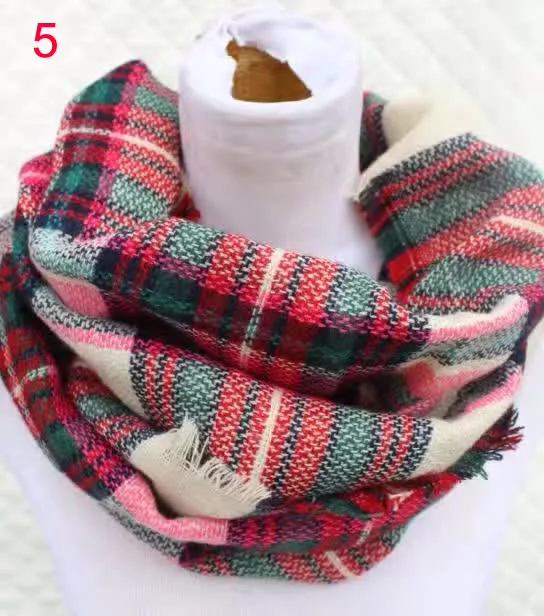 Зимний акриловый шарф-петля в стиле тартана шарф-накидка клеточку модный шарф