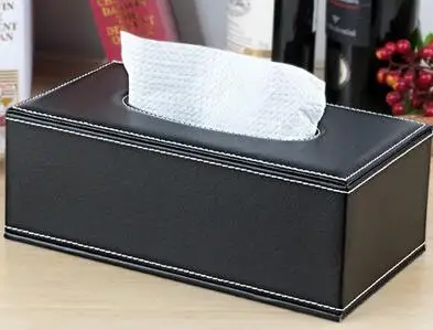BLACK L Из искусственной кожи салфетница бумажная салфетка с квадратной картиной домашний домашняя декоративная ткань коробка чехлы на коробки для салфеток PZJH010 - Цвет: BLACK L