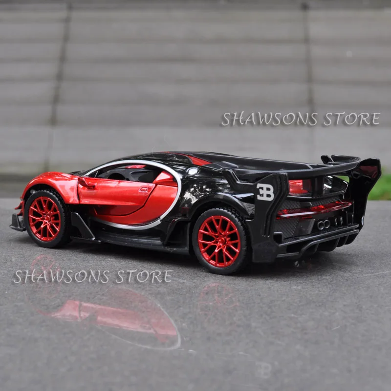 1:32 литая под давлением Модель автомобиля игрушки Вытяните назад BUGATTI CHIRON VISION GT звук и светильник