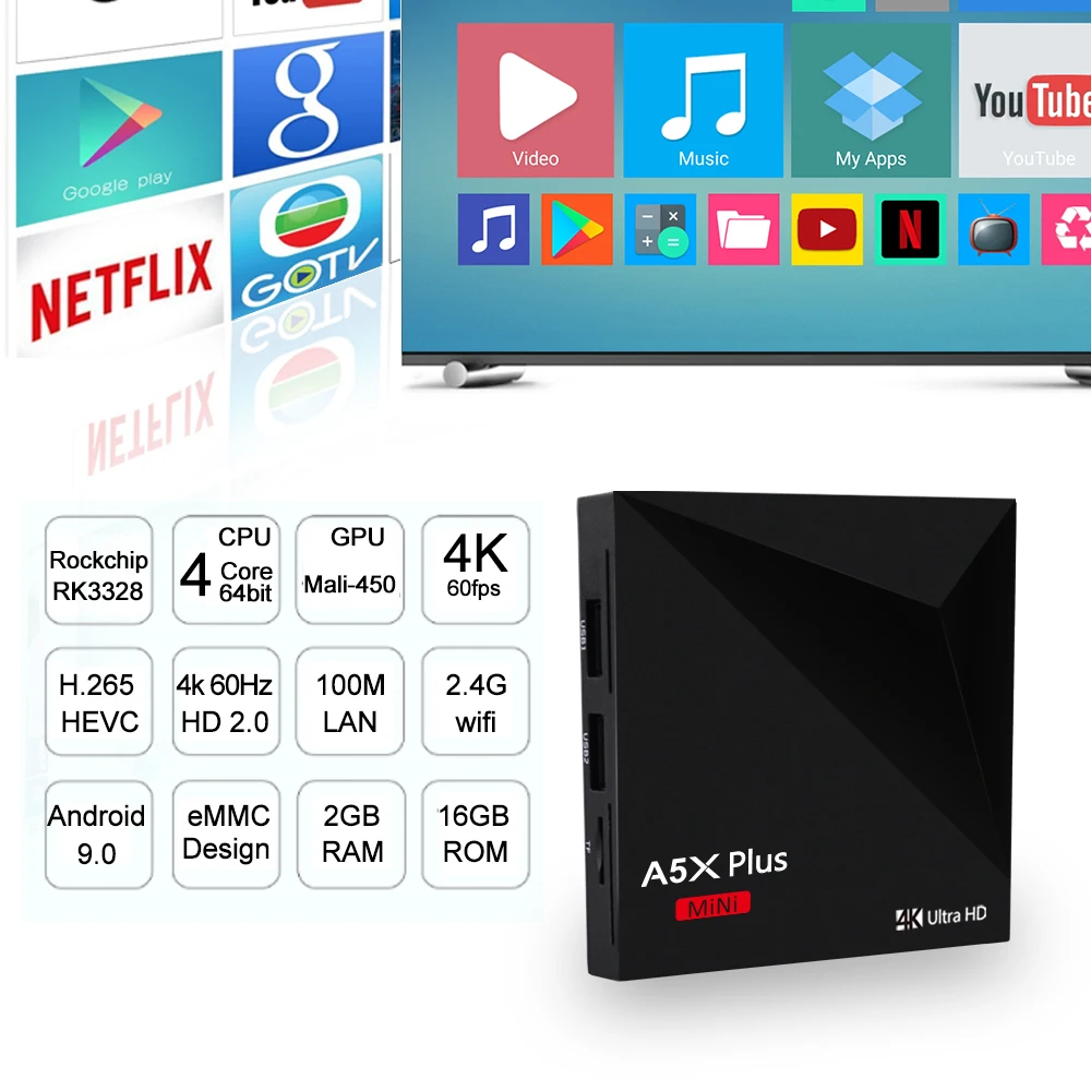 RECALLION A5X Max 2 Гб ram 1G6B rom Smart tv BOX Android 9 0 RK3328 Quad Core2.4G WiFi 4 K BT 1 IP телеприставка медиаплеер