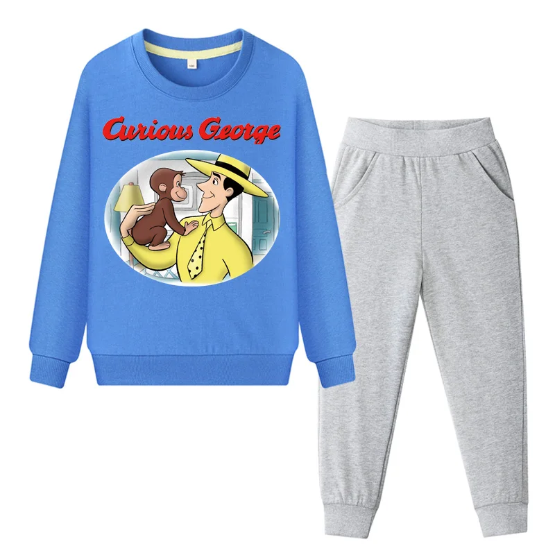 Детский спортивный костюм из 100% хлопка комплект одежды с принтом Любопытный