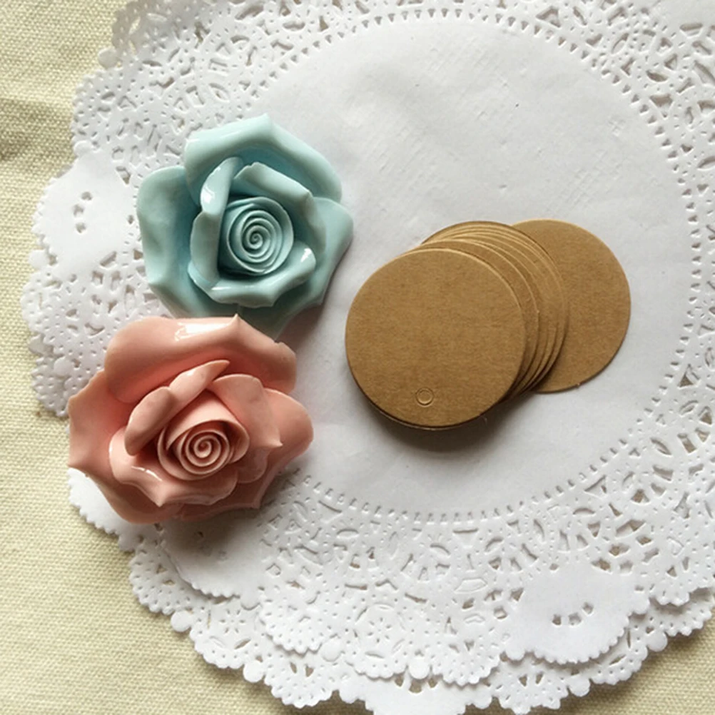 100 шт. круглые бирки ручной работы из крафт бумаги Висячие свадебные Подарочные