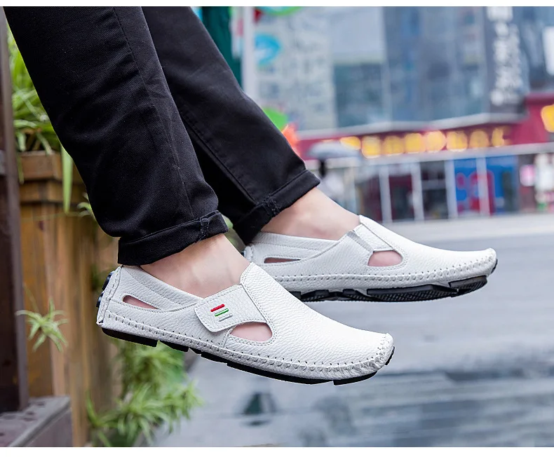 Мужская обувь; повседневные мужские лоферы из натуральной кожи; мокасины ручной работы без шнуровки; водонепроницаемые мокасины; классические мужские мокасины больших размеров; H338
