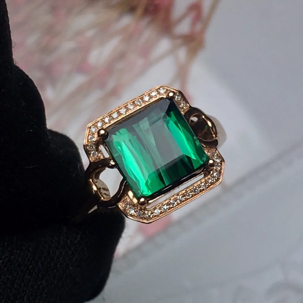 Ювелирные изделия настоящее чистое 18 K золото ювелирные 100% Природный зеленый