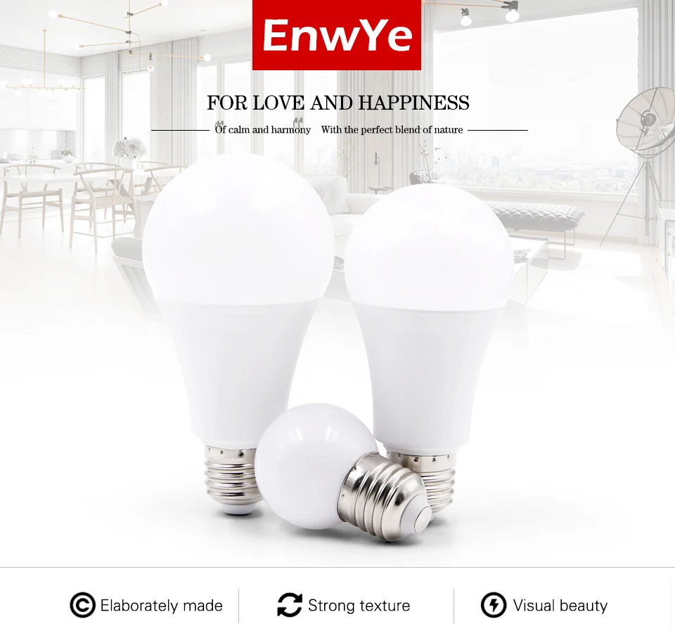 EnwYe светодиодный лампочка E27 6 Вт 9 Вт 12 Вт 15 Вт DC12V/AC 220 В умная IC реальная мощность холодный белый/теплый белый лампада ампулы Bombilla светодиодный