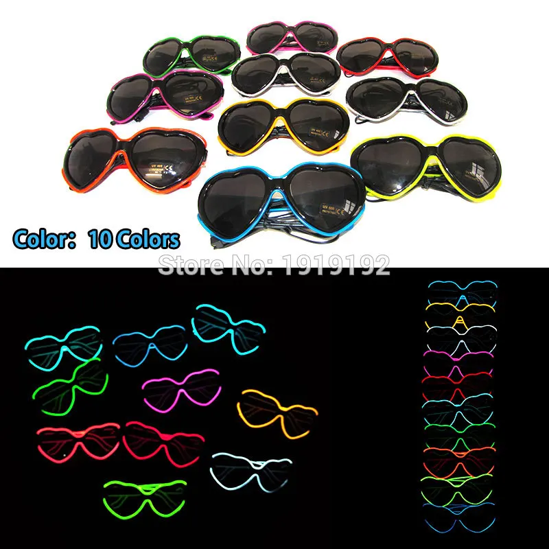 Светящиеся очки в форме сердца подарочные светодиодные для вечеринок голубое