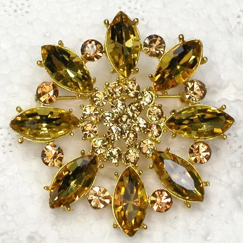 

Yellow Rhinestone Flower Pin brooches C2071 G2