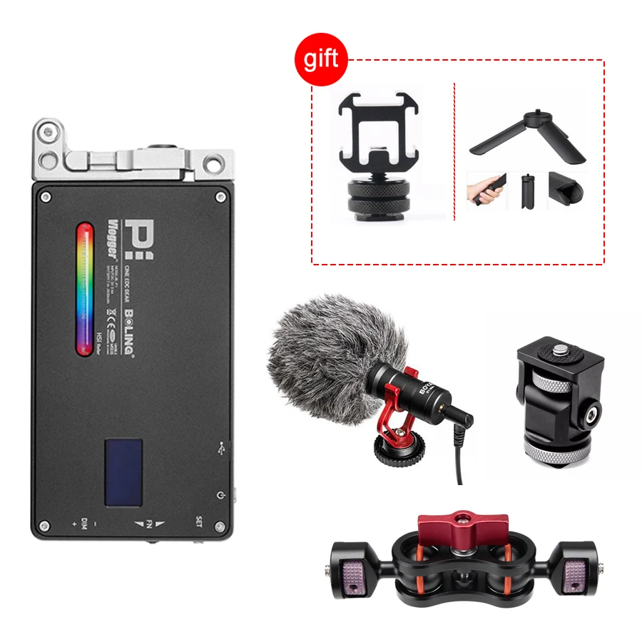 Boling BL-P1, 12 Вт, светильник для фотосъемки, с RGB, полный цвет, с регулируемой яркостью, 2500 K-8500 K, для цифровой зеркальной камеры, студийный светодиодный светильник - Цвет: Красный