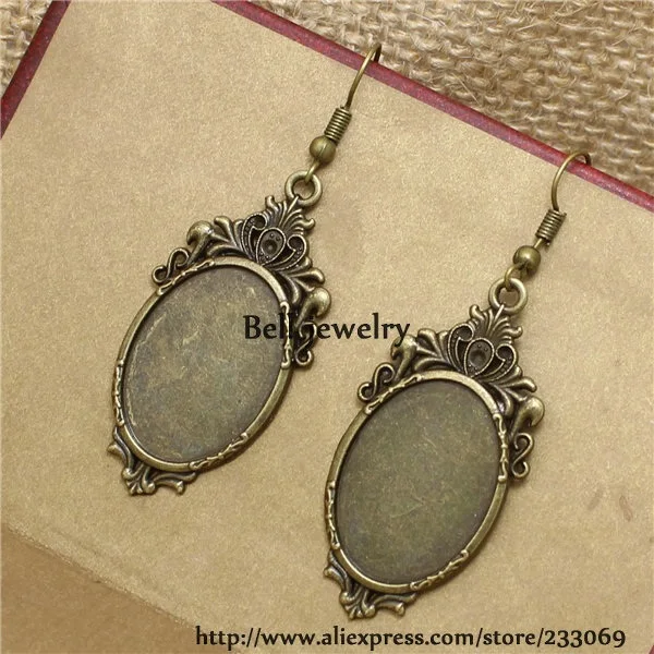 Antique bronze Plate 12 шт./лот 18*25 мм два цвета овальные кабошоны установка серьги База Кабошон Камея Настройки подходит для Висячие серьги DIY T569 - Цвет: Antique bronze Plate