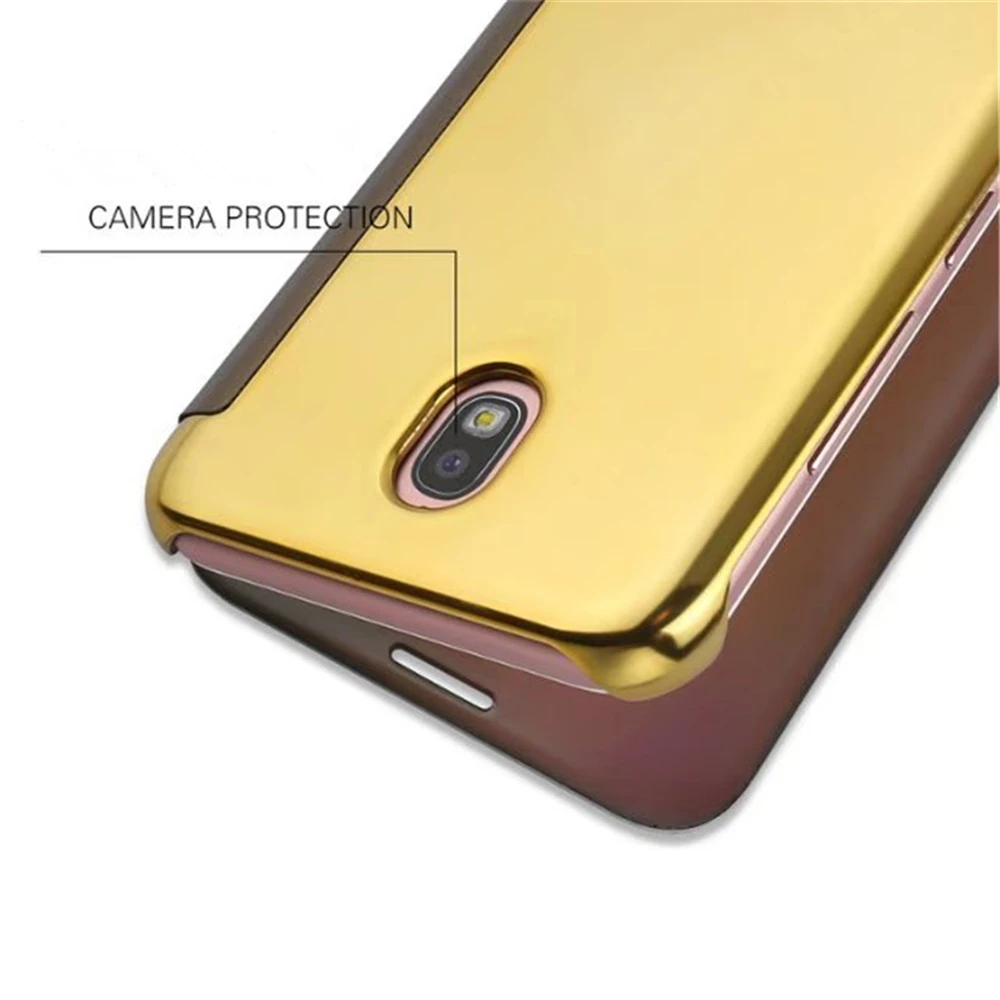 Plating Clear View Mirror Flip wallet phone cases For Samsung Galaxy J3 J5 J7 J330 J530 J730 2017 A3 A5 A7 EU Case |
