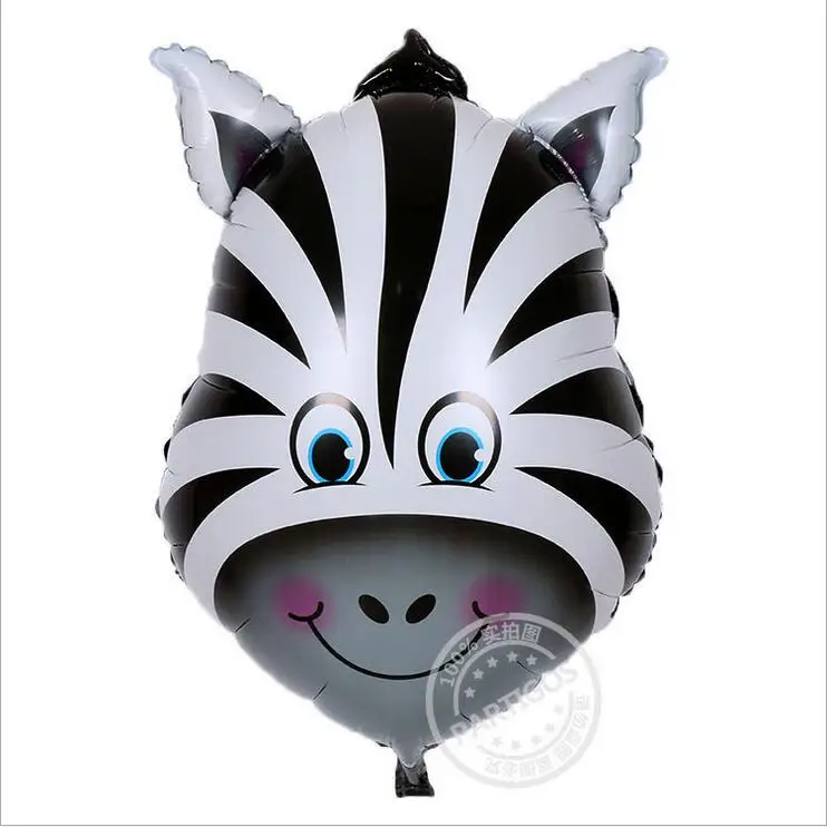 zebra 2 шт большие воздушные шары из фольги с гелием в форме головы животного, вечерние шары для детей, подарки для геев, надувные балоны с гелием - Цвет: zebra