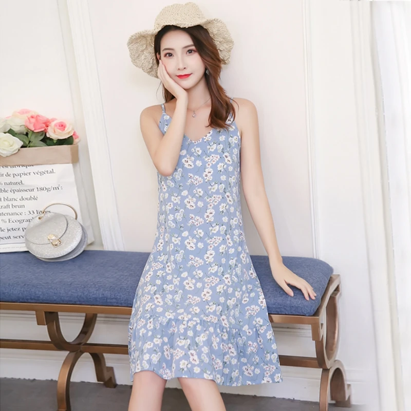 Женские летние платья без рукавов с цветочным принтом и гофрированным краем |