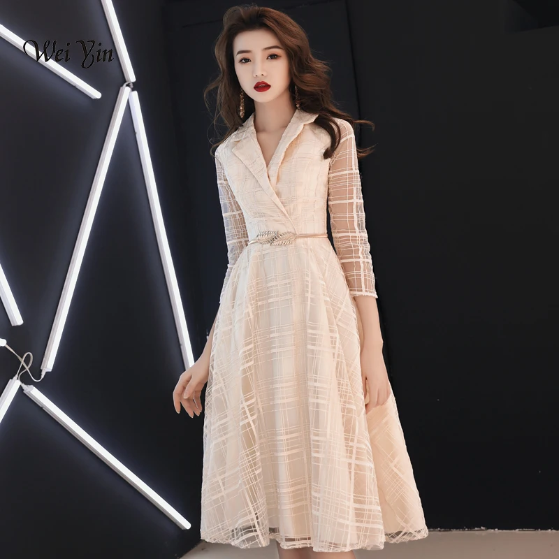 Вечернее платье weiyin de Soiree винтажное кружевное вечернее короткое 2020 с v-образным