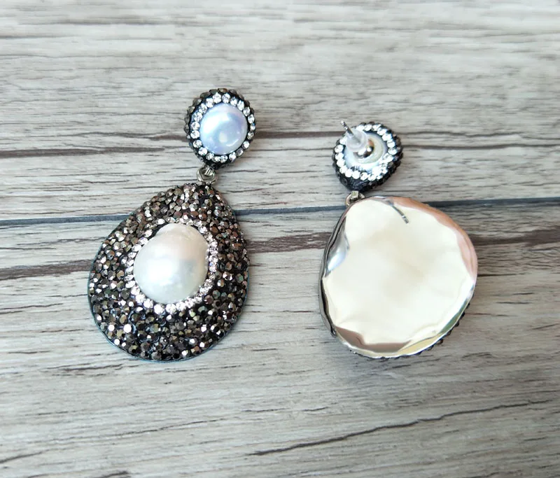 5 пар натуральный жемчуг Висячие Стразы с паве из кристаллов прелестные серьги