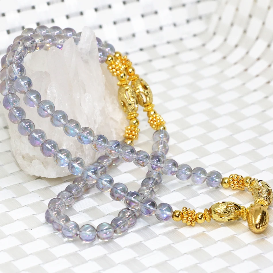 Золотой кулон бисер высокого качества гальванический светлый Фиолетовый