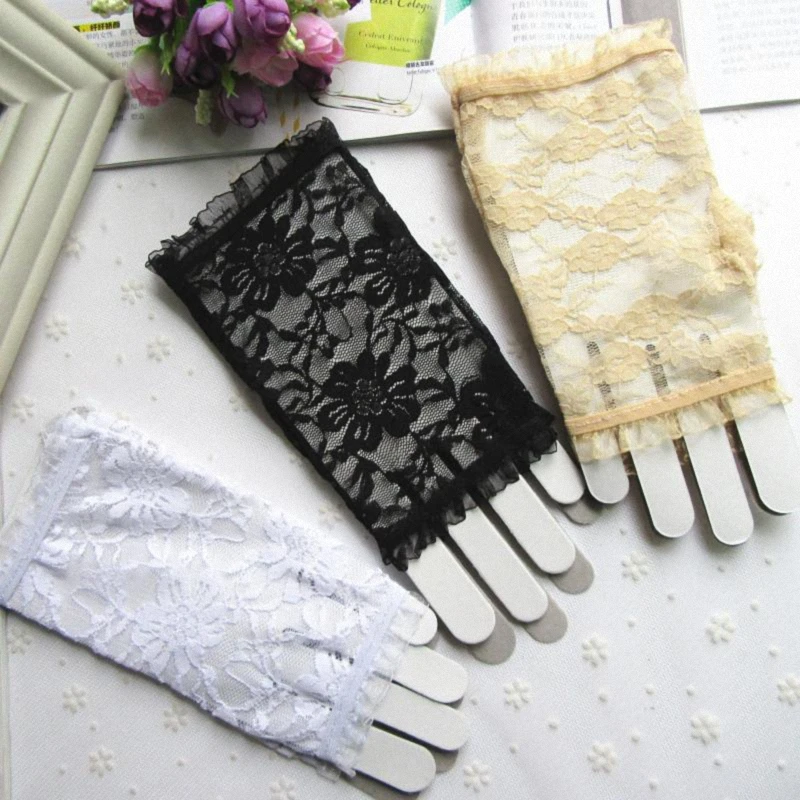 Новые женские летние короткие перчатки с защитой от солнца и УФ лучей кружевные