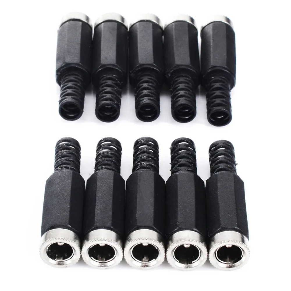 10pcs 2.1mmx5.5mm DC Power Male / Female Plugs Jack Socket Adapter Connector For Supply|female dc power connector|male connectordc male female