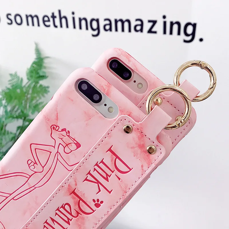 Для iphone X XS MAX XR 6s Розовая пантера узор Кошелек Стенд ремешок чехол для телефона 7