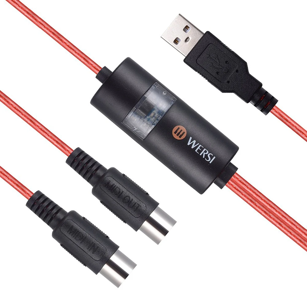 Кабель конвертер USB IN OUT MIDI адаптер интерфейса в 2 для ПК музыкальная клавиатура