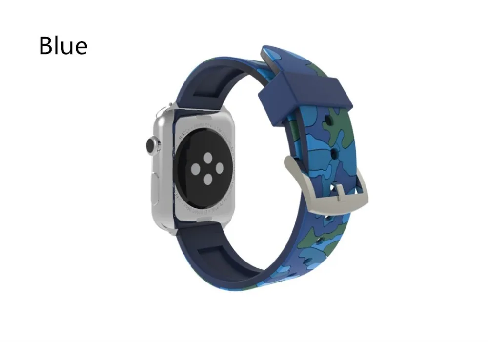 Спортивный силиконовый Камуфляжный ремешок для Apple Watch Series 4 3 2 1 с пряжкой 38 42 мм