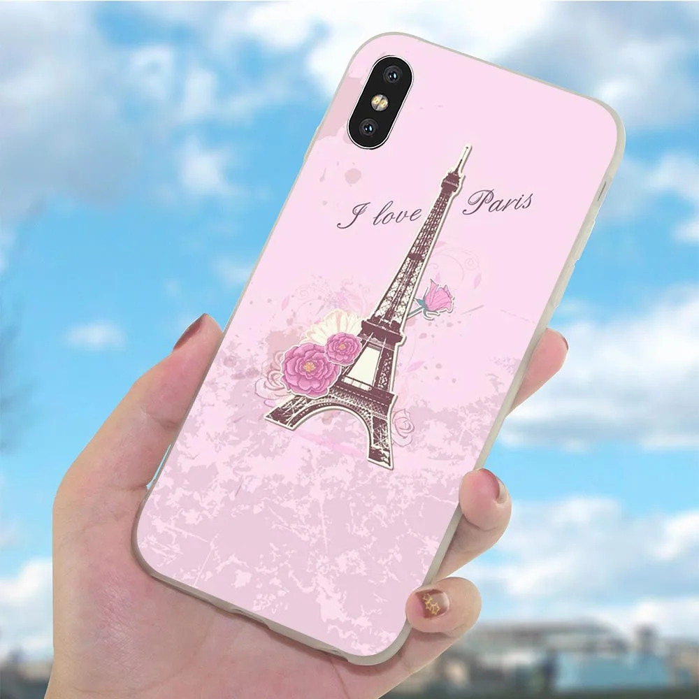 Мягкий чехол из ТПУ с изображением Эйфелевой башни для iPhone Xs SE чехлы X XR 7 8 Plus 6 6S 5 55