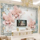 Настенная бумага, роскошный розовый красивый цветок, европейская большая настенная 3D настенная бумага для гостиной, дивана, фон, Декор, Настенная ткань
