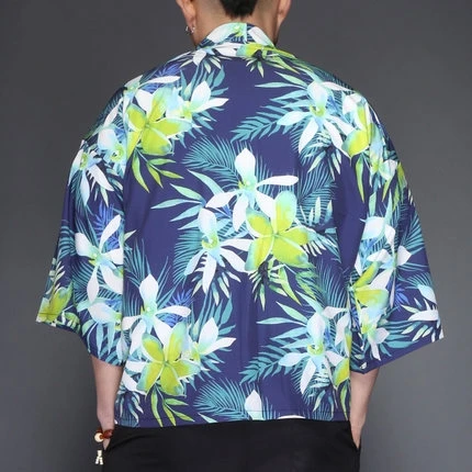 Японское кимоно yukata kimino haori кардиган мужской kimino халат для мужчин черный принт японский Топ Haori Япония Одежда FF376 A - Цвет: 5