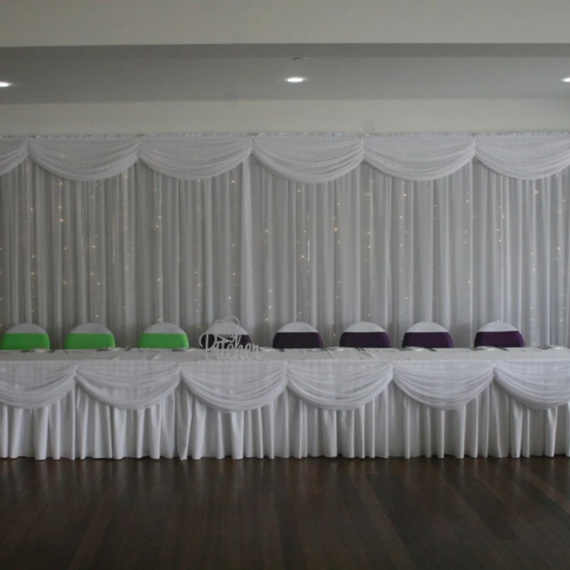 Белая шелковая однотонная настольная юбка длиной 20 футов со шваброй для