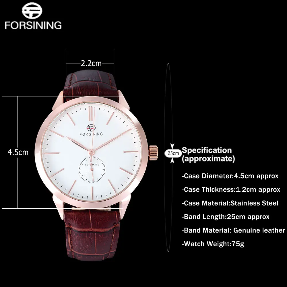 FORSINING/2017 простые Брендовые мужские часы модные автоматические коричневые с