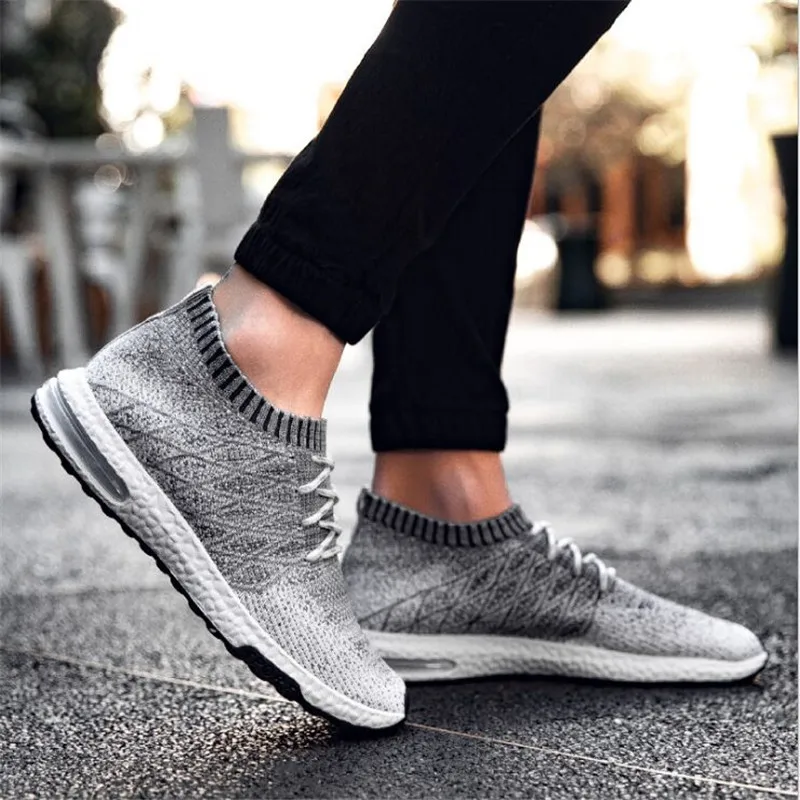 Мужские кроссовки летние из сетчатого материала без шнуровки большие размеры 46