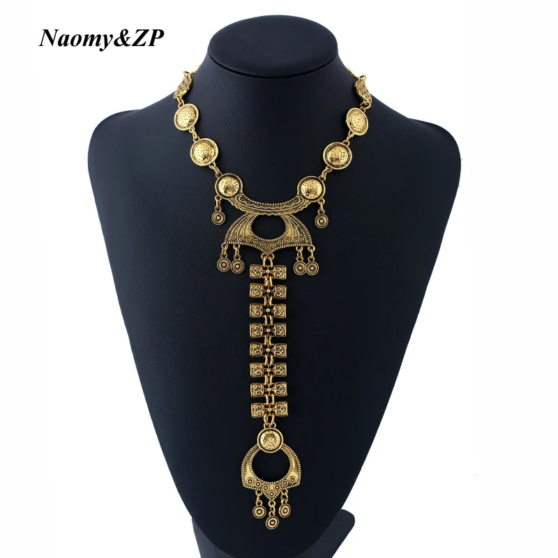 Ethnic Big Chain Silver Long Tassel Maxi Vintage Necklace For Women Bohemian Statement Pendant Fashion Jewelry | Украшения и