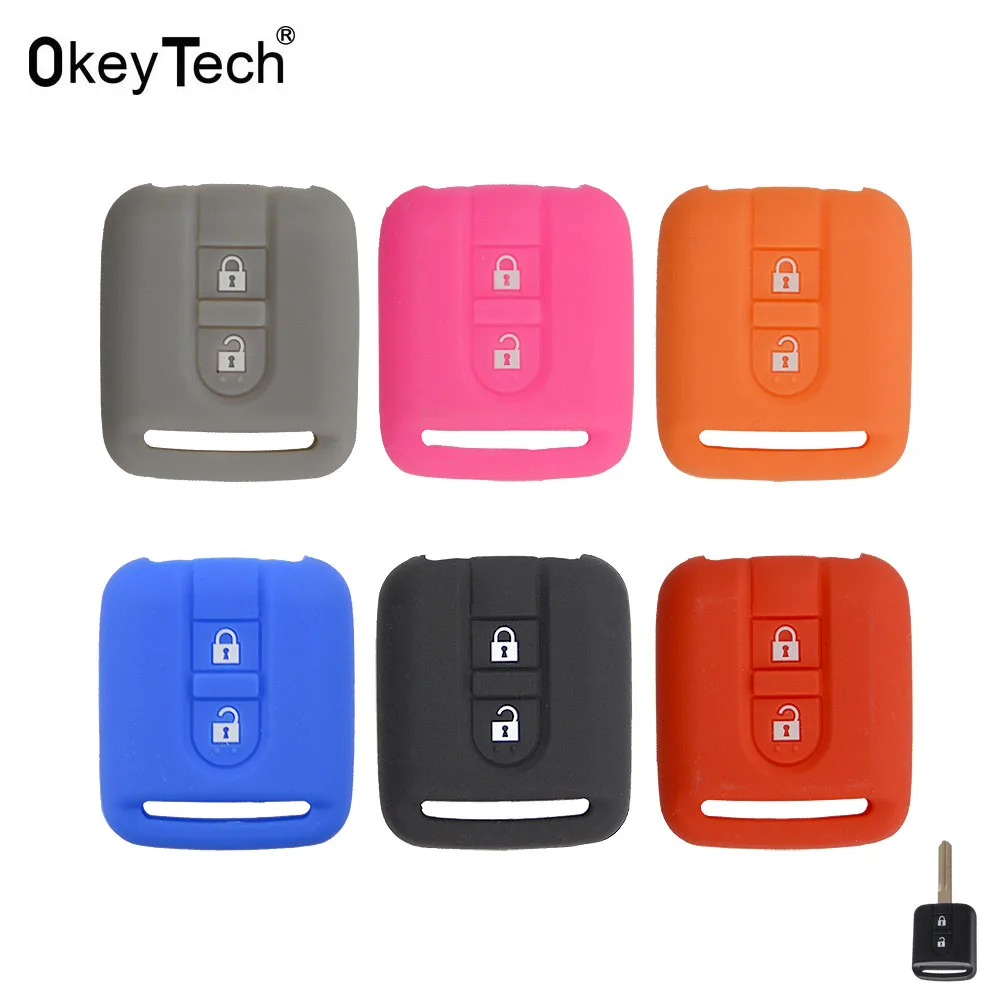 OkeyTech 2 кнопки силиконовый чехол для ключей от машины крышка корпуса Nissan Qashqai Micra