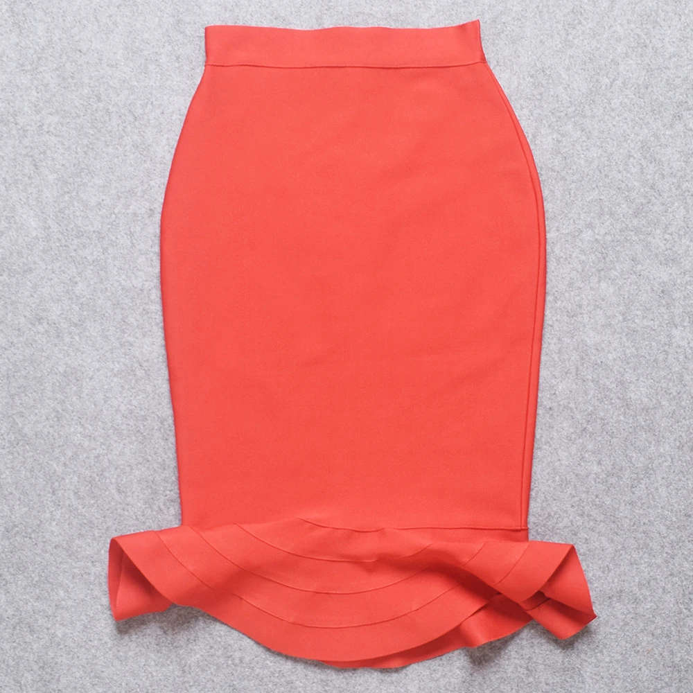 red new fashion high waist mermaid trumpet elastic knitted sexy women peplum pencil knee length bandage bodycon skirt