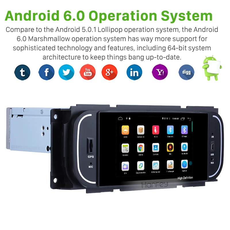 Harfey 5 дюймов Android 6 0 HD Touchscrenn автомобильный радиоприемник для 2001 2002 2003 2004 2005 2007 Chrysler