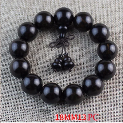 18mm13pc with gourd Йога буддийский мала натуральный эбеновый деревянный браслет Будда из бусин для медитации и молитвы браслет для женщин черный сандаловое дерево ювелирные изделия - Окраска металла: 18mm13pc with gourd