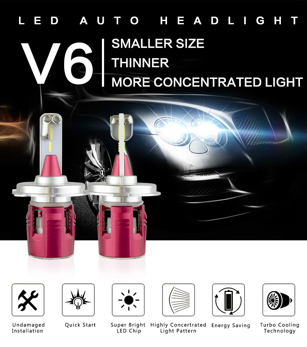 2 предмета 12V/24V автомобилей головной светильник H4 светодиодный H7 H1 H3 H11 H13 HB2 HB4 HB5 9004