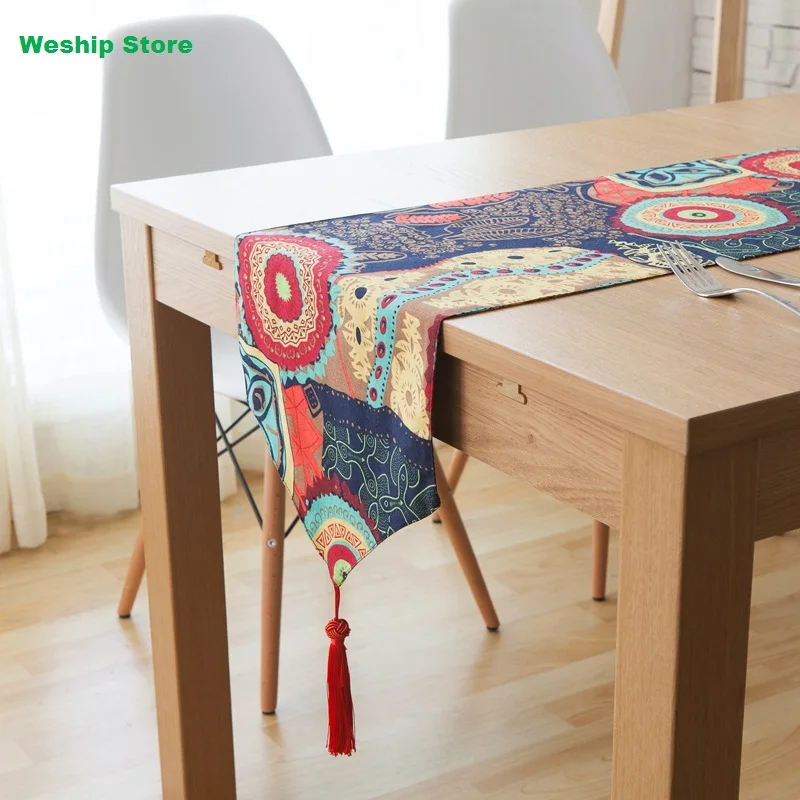 

Fashion Home Double-deck cotton table runner Southeast Asian nation Vintage Style Table flag and Placemat