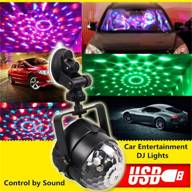 

Открытый автомобильный развлекательный DJ светильник s LED мини магический хрустальный шар usb-автомобиль зарядки сценические лампы RGB Вращающ...