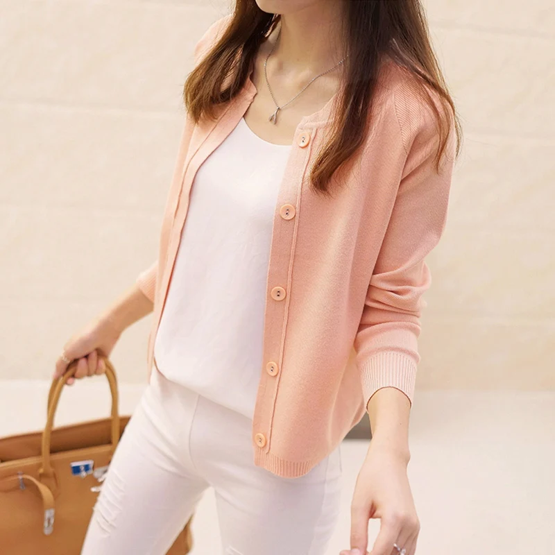 Korean women's sweater cardigan coat a thin and short paragraph 2017 Hitz air jacket |